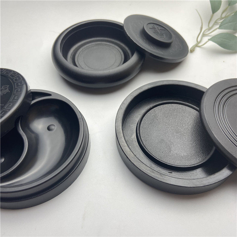 4 Inch Plastic Taiji Ink Pond Ink Cartridge Guma Inkstone Inkstone with Cover Ink Research Ink Sea Ink Pond Dual-purpose Four Treasures of the Study
