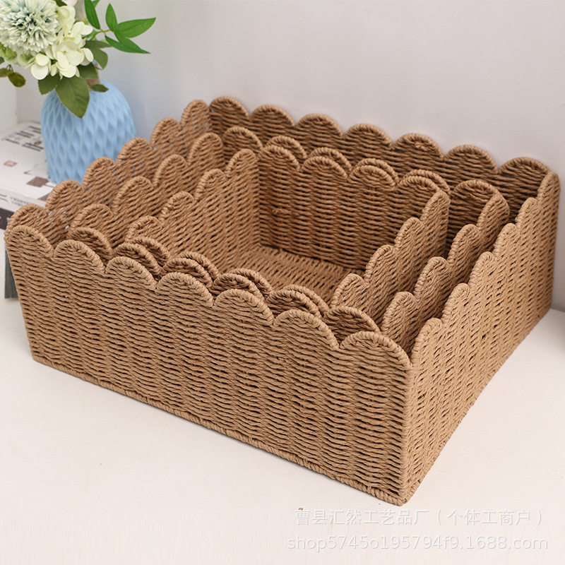 Cross-Border Fan-Shaped Woven Storage Basket Household Large-Capacity Clothes and Sundries Desktop Snacks and Toys Storage Basket