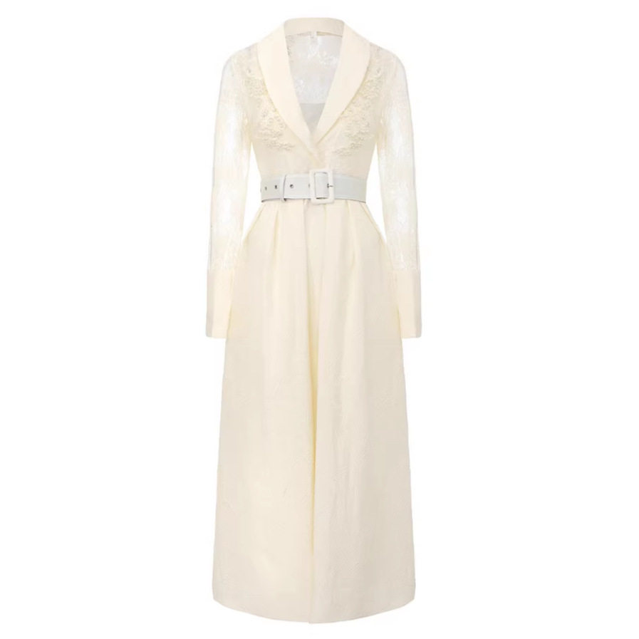 Elegant Beaded Lace Panel V Neck Dress High End Sophisticated Design Perfect for Evening Events and Formal Occasions