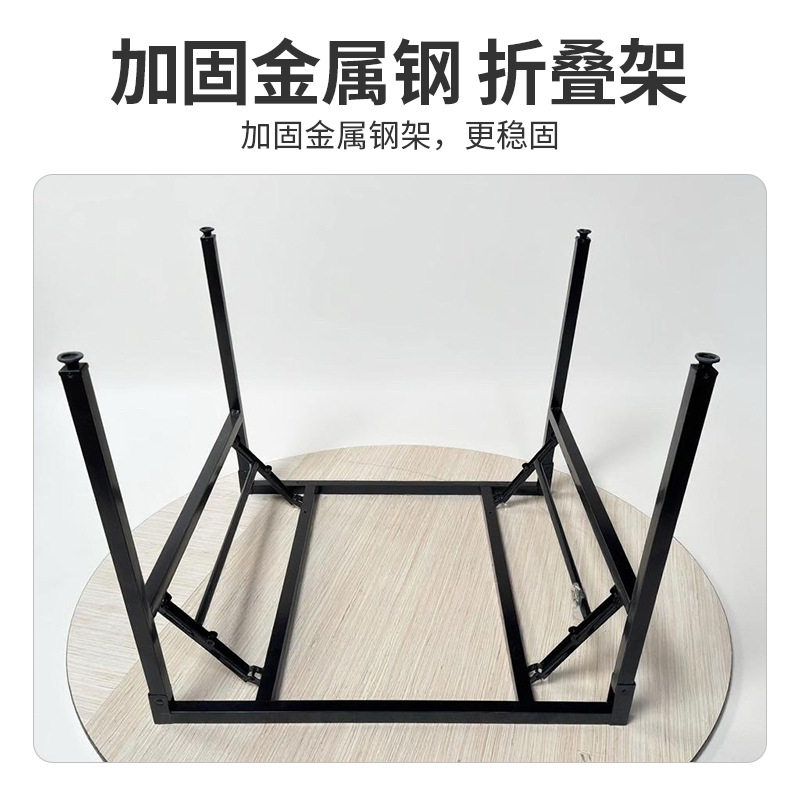 防火板圆桌玻璃转盘拆装方便可折叠大圆桌家用圆餐桌饭店宴会餐厅