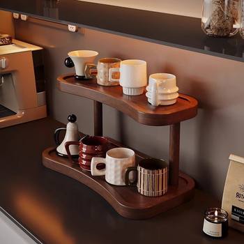 Cup Holder Storage Rack Cosmetics Storage Rack Solid Wood Table Dining Table Countertop Cup Multi-Layer Tea Set Rack Decoration Rack
