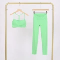 Jungle green y-shaped vest and cropped pants suit