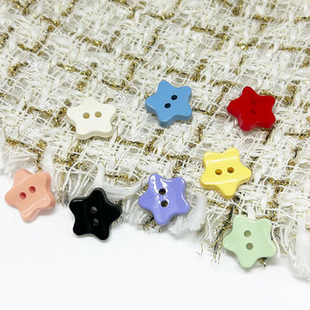 Special-Shaped Colorful Five-Pointed Star Buttons with Two Shiny Eyes, Imitation Shell Buttons for Children's Clothing and DIY Handmade Applique Buttons