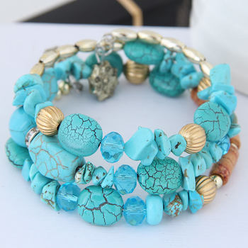 Shell turquoise crystal mix multi-layer Fashion Women's bracelet
