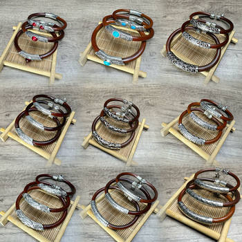 Wholesale Xizang Chicken Blood Vine Bracelet Open Xizang Silver Alloy Patchwork Silver Jewelry Style Stall Wenwan Night Market Factory Direct Sales