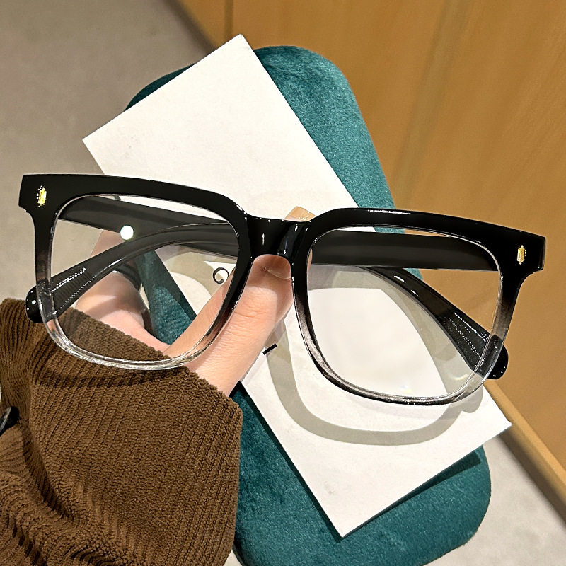 New transparent glasses box students myopia men and women flat light big round face anti-blue light glasses frame wholesale