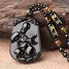 Black Glass High-End Zodiac Pendant Imitation Obsidian Men's Fashion Necklace Gift Jewelry Wholesale Necklace