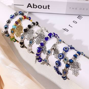Evileye Devil's Eye Bracelet Fatima Palm Bracelet Alloy Eyes Men's and Women's Hand Jewelry Crystal