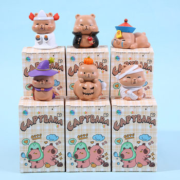 Wholesale New 6 Halloween Funny Capybara Figures Cartoon Trendy Ornaments Doll Machine Capybara Blind Box