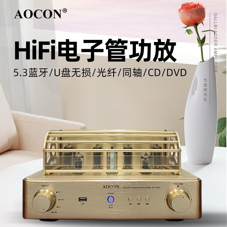 Professional-grade electronic tube pure gallbladder power amplifier fever-grade Bluetooth USB high-end lossless decoding HIFI sound quality