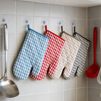 American style microwave oven gloves heat insulation pad cotton yarn-dyed plaid baking gloves oven gloves anti-ironing pad