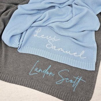 Etsy Embroidered Name Personalized Baby Embroidered Stroller Blanket Quilt Knitted Cotton Nap Blanket into Sofa Blanket