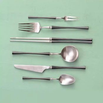 Silver Sable 304 Small Man Waist Stainless Steel Knife and Fork Spoon Electroplated Pink Western Food Set Tableware Streamlined Knife and Fork