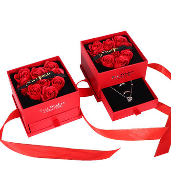 in stock 9 Open Window Eternal Rose Gift Box Earrings Ring Necklace Jewelry Box Lover Gifts