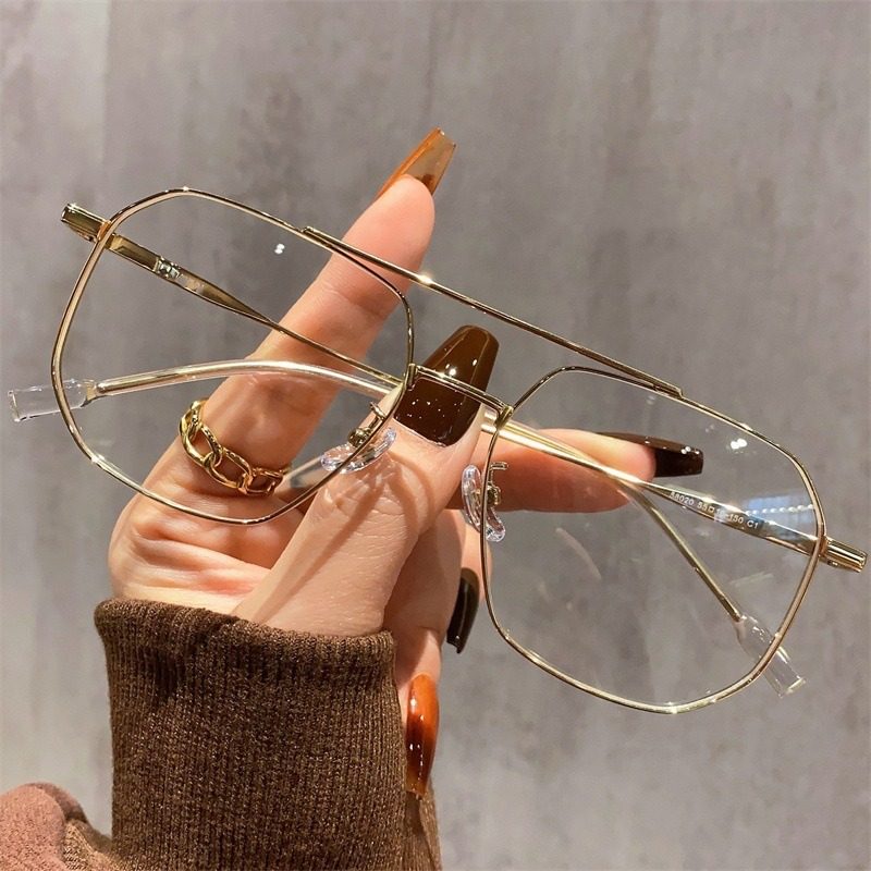 New Double Beam Frame Glasses Women's Plain Face Small Fashion Glasses Frame Men's Sven Proximity Anti-blue Glasses