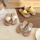 Ins French Flip-Flops Roman Slippers 2025 Summer New Korean Style Girls' Slip-On Sandals Soft-Soled Beach Shoes