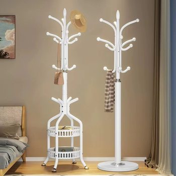 Vertical Clothes Hanger Floor Bedroom Internet Celebrity Household Clothes Hanger Marble Light Luxury Single Rod Storage Clothes Hanging Bag Rack