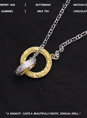 精致纹理双圆环项链锁骨链