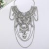 Fashion Retro Carved 8-character Large Exaggerated Tassel Multi-layer Diamond Necklace Women Casual Party Short Collar