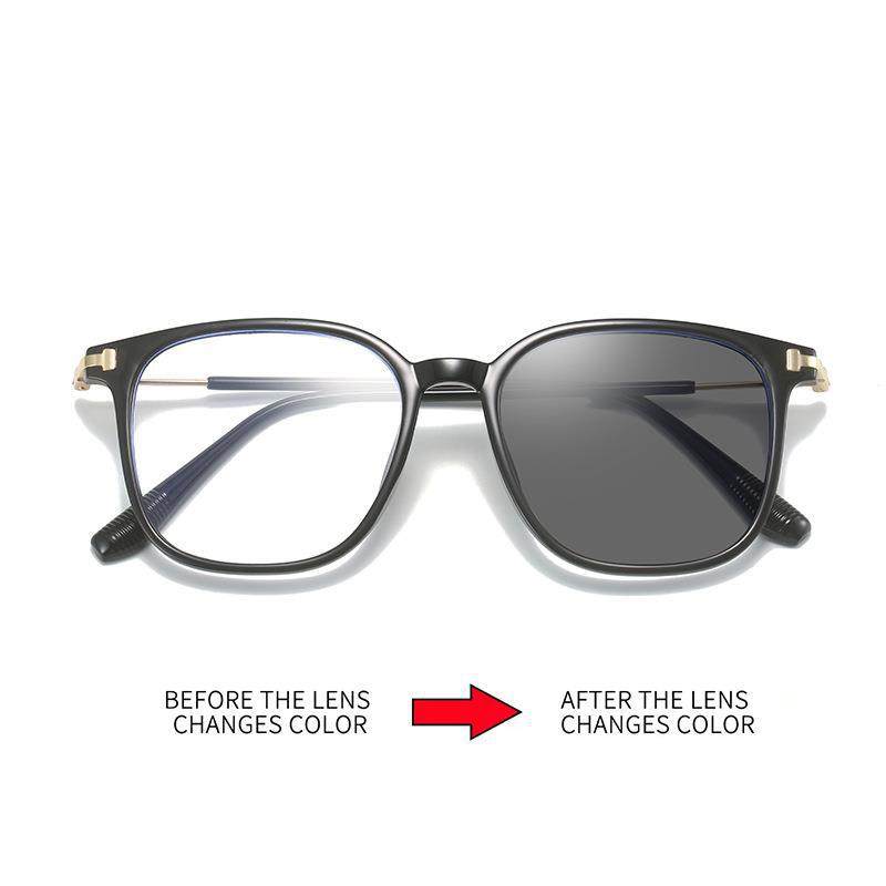 New Fashion Anti-Blue Light Flat Mirror Women's ins Style Personalized Retro Glasses Frame Cold Tea Pigment Color Changing Glasses