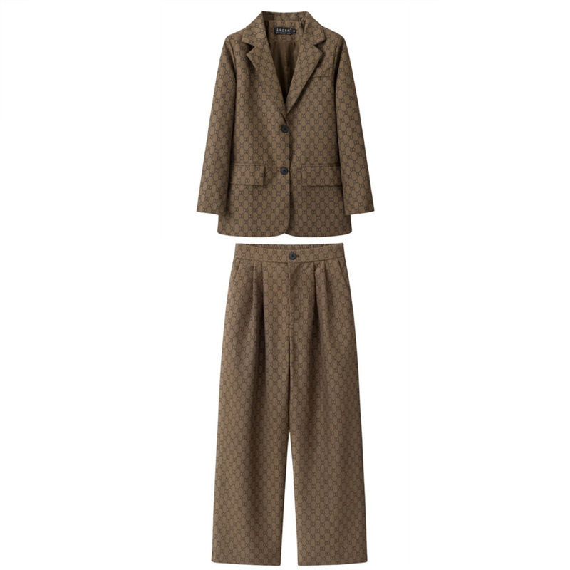 小西装复古外套修身时尚2026春秋季女韩版休闲设计感上衣西裤套装