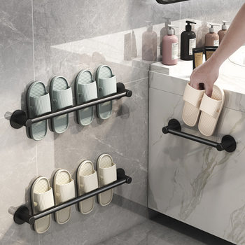Space aluminum slippers rack Wall punch-free shoes storage rack bathroom wall-mounted storage rack bathroom storage rack