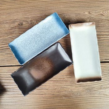 Cross-Border Ceramic Tableware Rectangular Plate Japanese Tableware Sushi Plate Sashimi Plate Small Plate Dish Cooking Plate