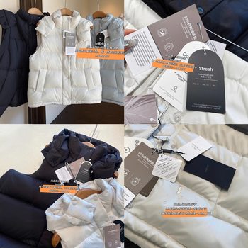 2000+Lu Home Five-Compartment 90 White Duck down Vest Hooded Short down Jacket for Women 25 Autumn and Winter New Yr2810Q