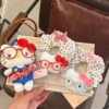Girl Kt Bow Cherry Hair Tie Scrunchie Versatile Fabric Plaid Hair Rope Bun Hair Tie Elastic Hair Rope