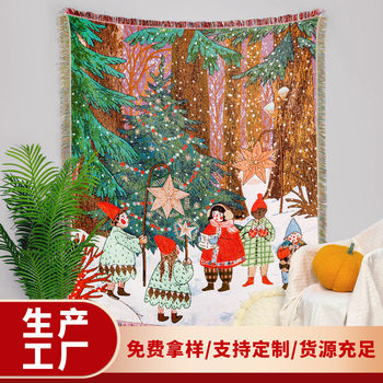 Trendy Jacquard Tapestry Christmas Sofa Throw Bohemian Sofa Blanket Anti-Cat Scratch Sofa Throw Thick Blanket