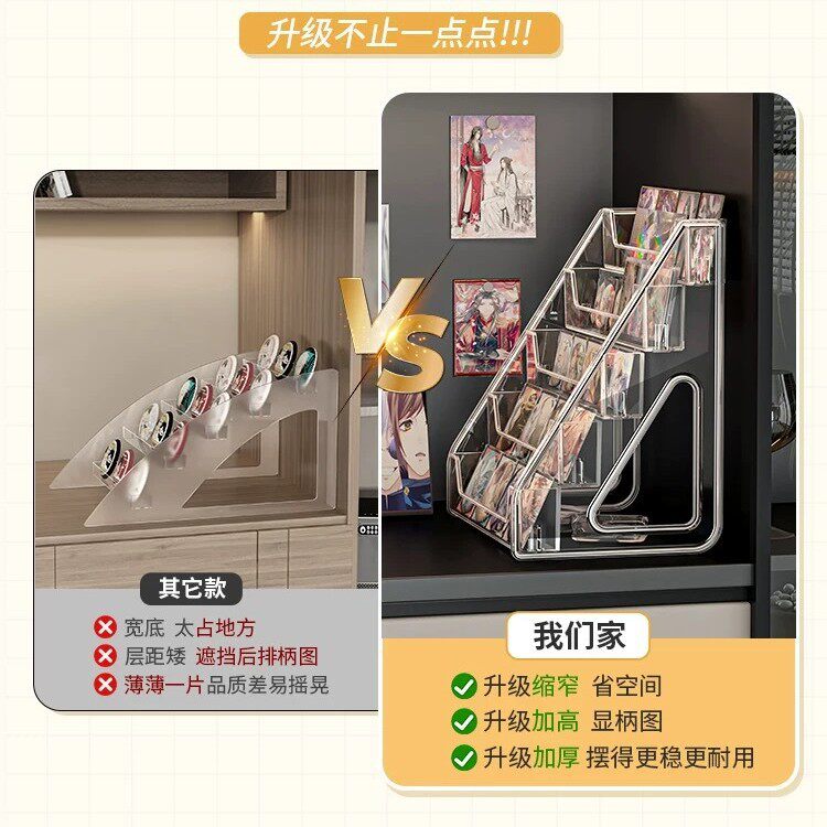 ✅ Acrylic Display Stand with Tiered Shelves for Desktop, Small Card, Colored Paper, and Multi-Layered Grain Storage