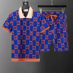 G Brand Polo Shirt Lapel Short-Sleeve Set Versatile Classic All-Over Print Unisex High-End Trendy Casual Thin Style