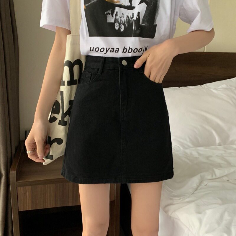 High Waisted A Line Denim Skirt Trendy Slim Fit Short Length Spring Summer Fashion Wholesale Available