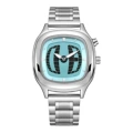 Silver shell blue surface