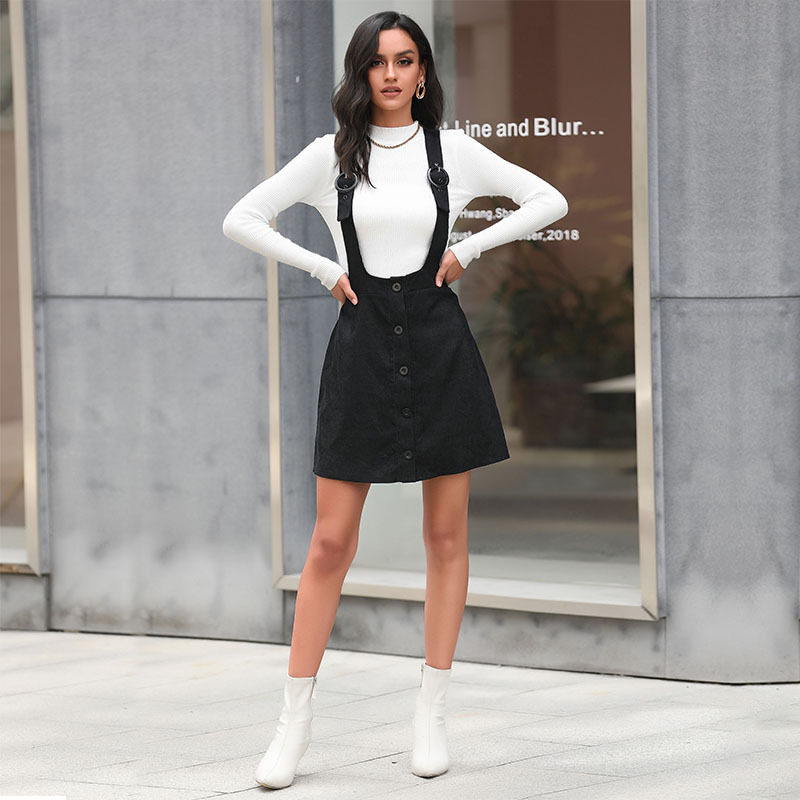 Fashion Womens Short Dress Black Suspender Style Trendy Casual Wear for Spring Summer Wholesale Available