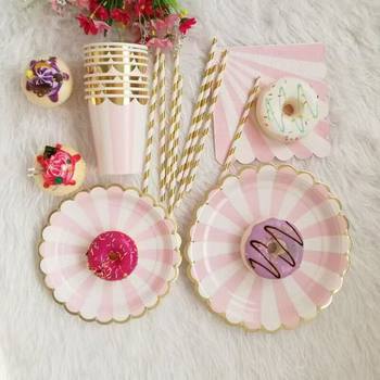 Disposable Lace Paper Plate Paper Cup Set Hot Stamping Tableware Birthday Cake Colorfulful Dinner Plate Cake Plate Birthday Party