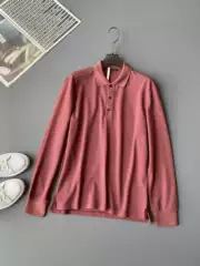 25Lp Old Money Style Autumn Mulberry Silk Blend Long-Sleeve Polo Shirt with a Turn-Down Collar, Suede-Like Skin-Friendly Versatile Foreign Trade