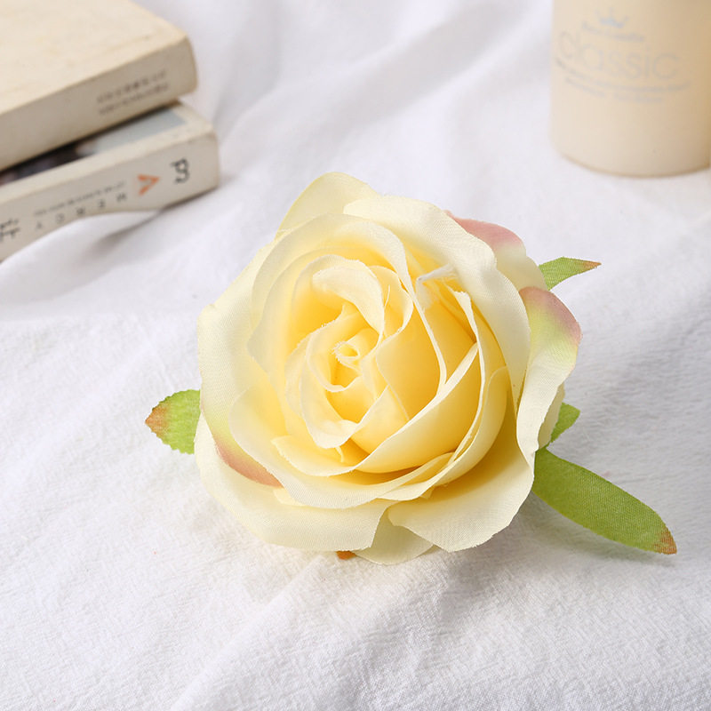 仿真玫瑰花头DIY假花绢花婚庆婚礼花材胸花发饰装饰花玫瑰花批发