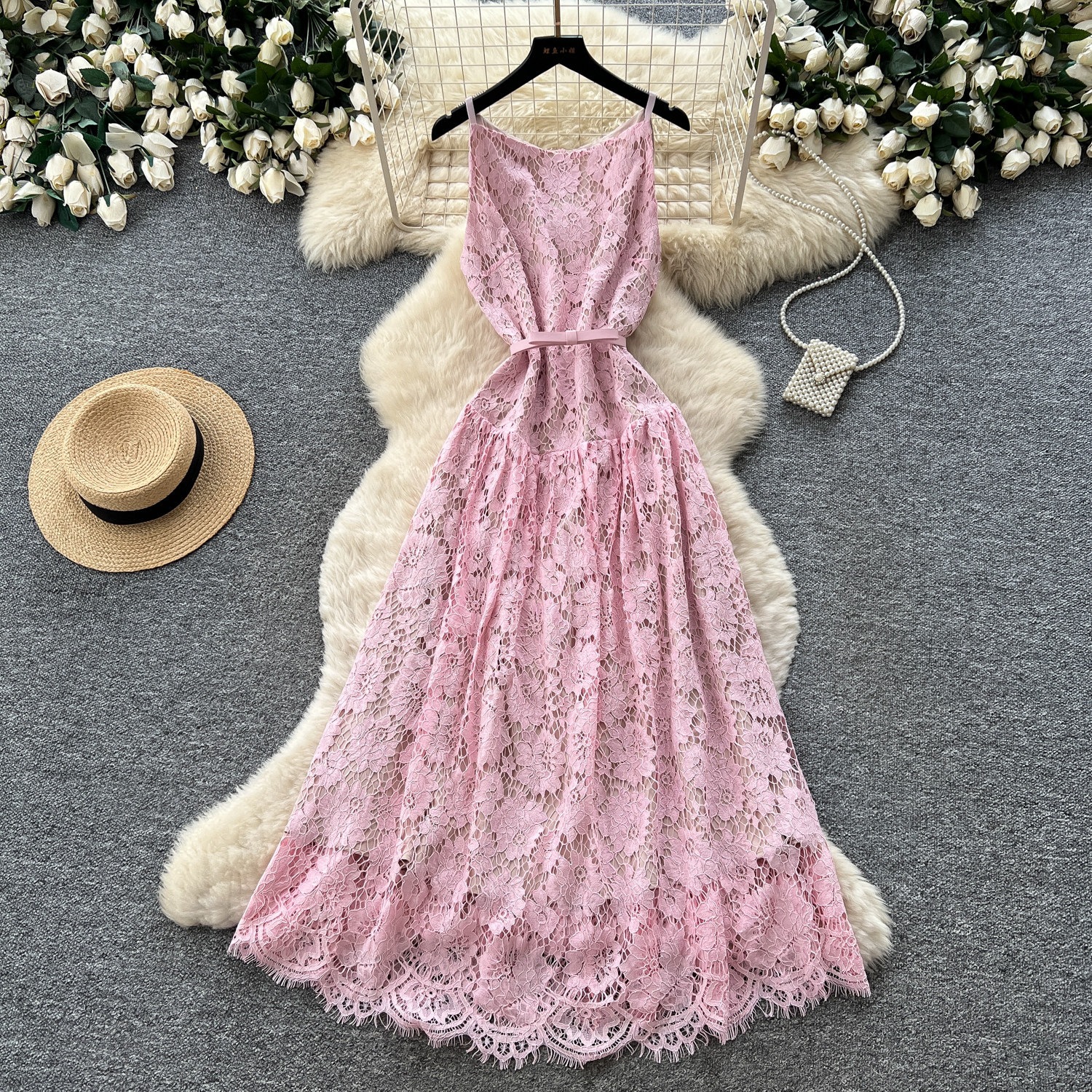 Lace Slip Dress Summer Elegance Waist Defining A Line Silhouette Perfect for Parties and Events Wholesale Available
