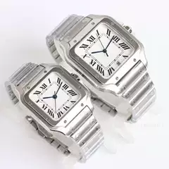 Cross-Border Santos Bv Couple Watches Fully Automatic Mechanical Watch Steel Strap Blue Dial Small Cheetah Dumont Foreign Trade Wholesale