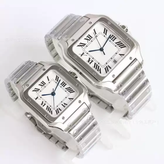 Cross-Border Santos Bv Couple Watches Fully Automatic Mechanical Watch Steel Strap Blue Dial Small Cheetah Dumont Foreign Trade Wholesale