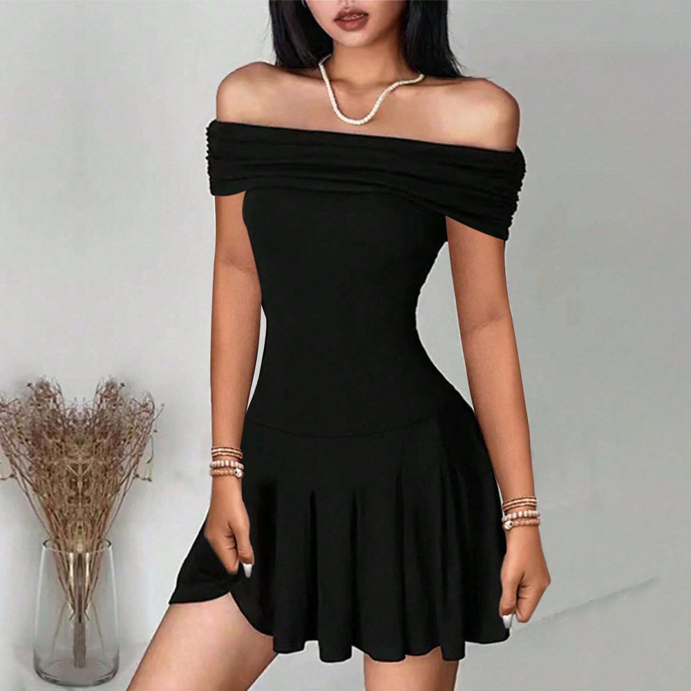 Summer Womens Dress Off Shoulder High Waisted Short Skirt Elegant Design Perfect for Casual Outings Wholesale
