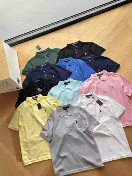 High-End Cross-Border Rl Ralph Polo Shirt with Embroidered Pony, Short-Sleeve, Unisex, Casual, Versatile, Pure Cotton, Summer Fashion