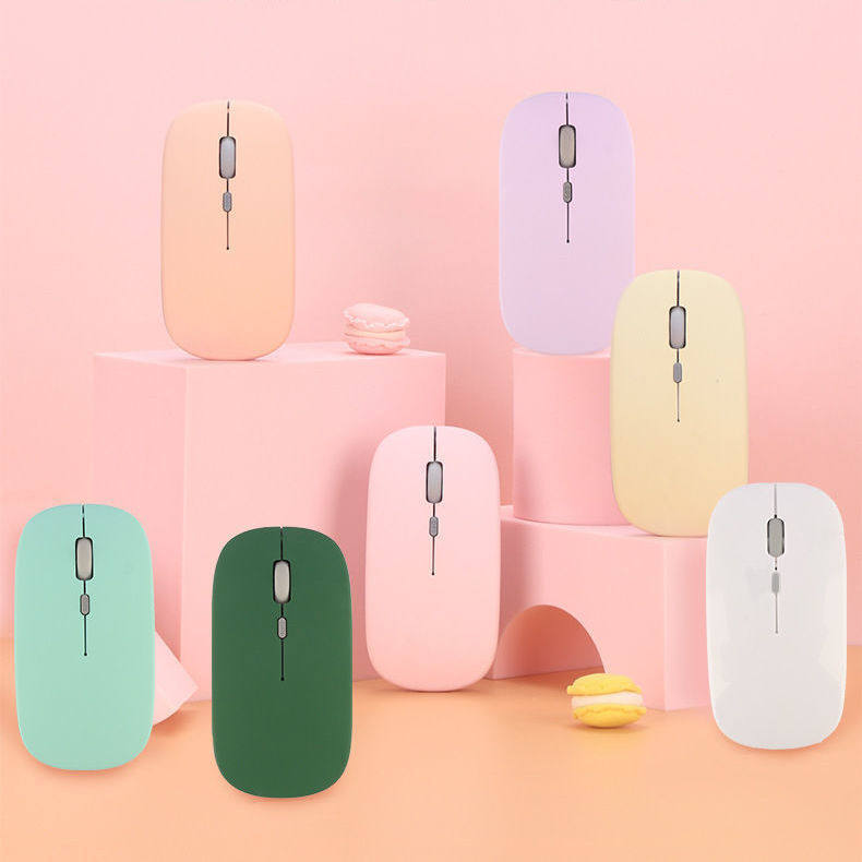 Cross-border macaron wireless Bluetooth mouse rechargeable mute dual-mode wireless mouse mobile phone computer office mouse