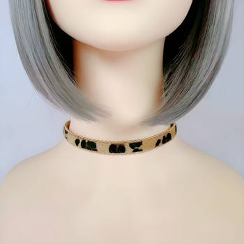 Cross-border Hot chocker Necklace Exaggerated Personality Internet-famous Collar Women's Bracelet Velvet Leopard Necklace Clavicle Chain