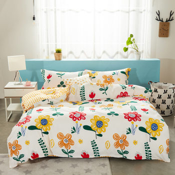 Nantong Home Textiles Three-Piece Set, Four-Piece Set, All-Cotton Printed Duvet Cover, Bed Sheet Style, Fitted Sheet Style, Breathable and Soft Bedding