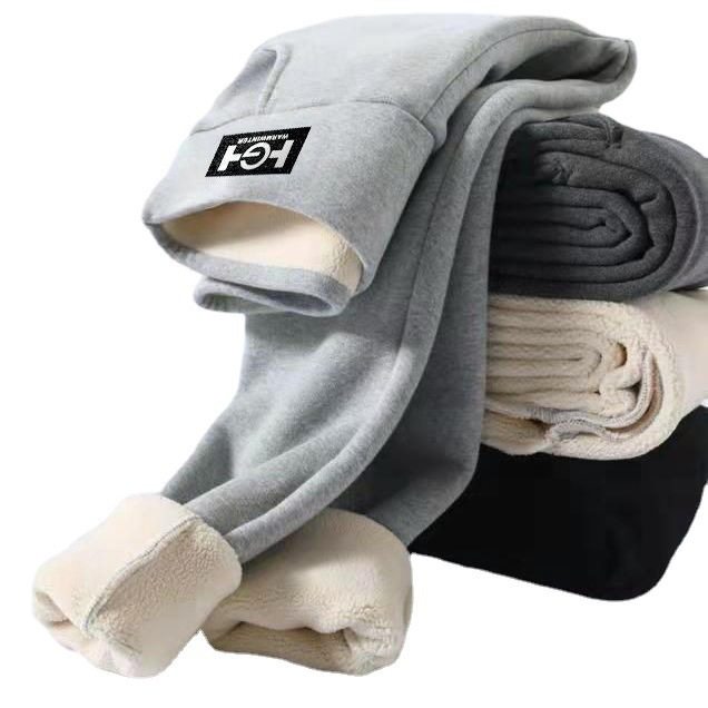 HG标口袋羊羔绒加绒加厚外穿特厚大码修身冬季打底保暖棉裤女高腰