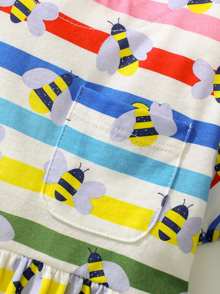 Girls' New Summer Short-Sleeve Dress, Style Cotton Cartoon Princess Dress