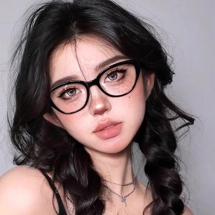 New Retro Cat's Eye Glasses Frame 7212 Cyber Celebrity Plain Mirror tr90 Frame Myopia Glasses Women's Available