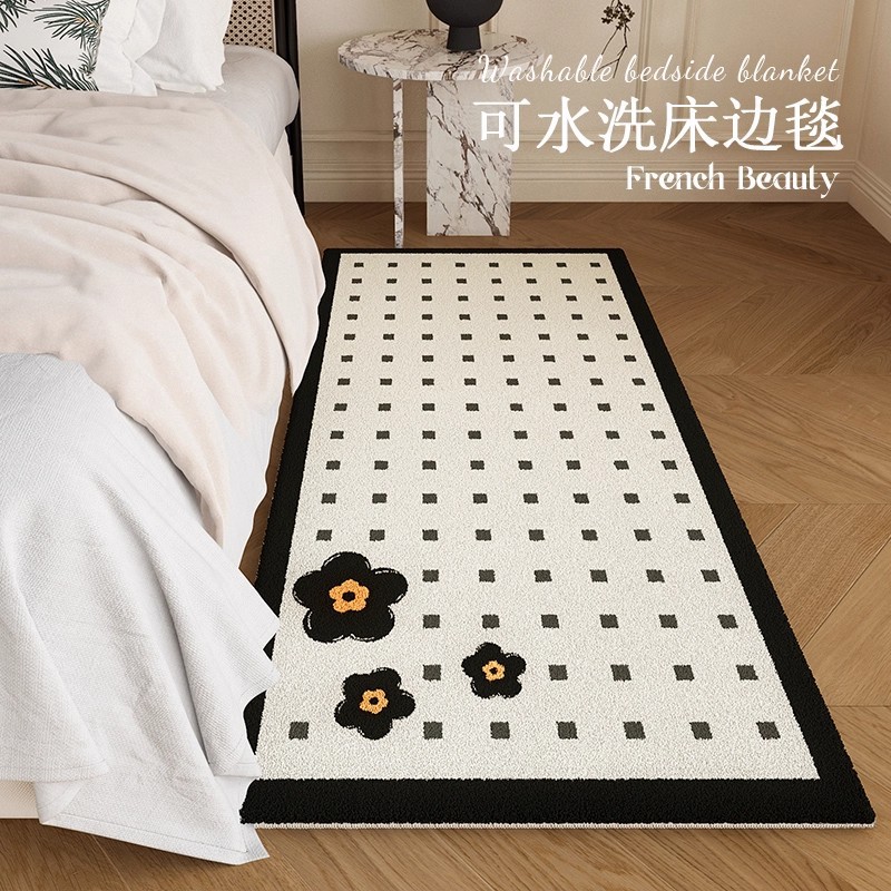 Light Luxury Retro Bedroom Thickened Imitation Cashmere Carpet Non-Slip, Stain-Resistant and Easy to Care for Bedside Blanket Balcony Cooling Bay Window Mat
